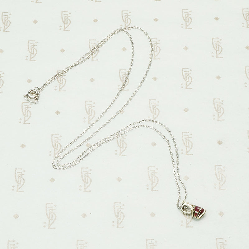 Pretty Red Ruby White Gold Pendant