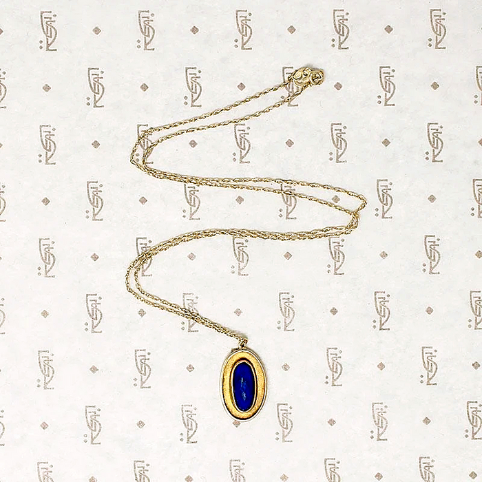 Arts & Crafts Lapis Lazuli Pendant in Gold