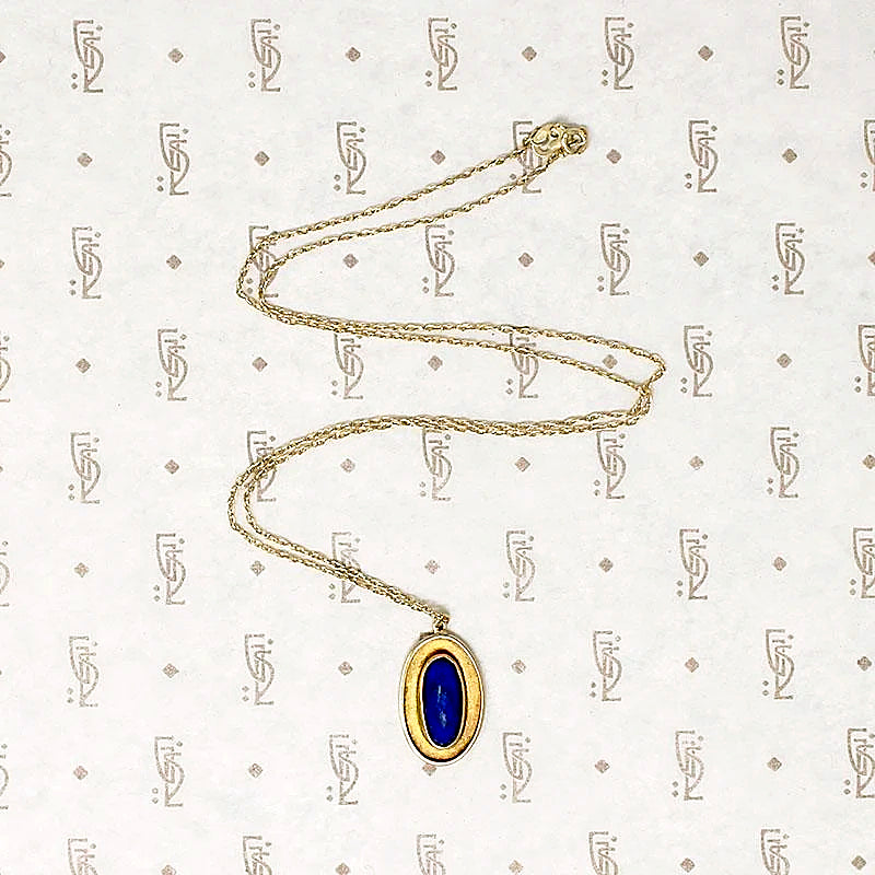 Arts & Crafts Lapis Lazuli Pendant in Gold