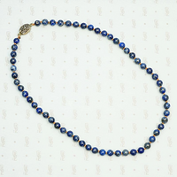 Chinese Sodalite Beads on Gold Silk with Filigree Clasp