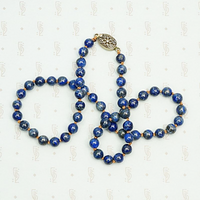 Chinese Sodalite Beads on Gold Silk with Filigree Clasp