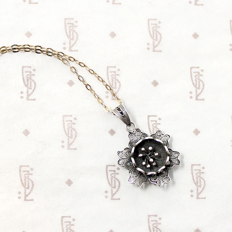 Sweet Silver Filigree Flower Pendant