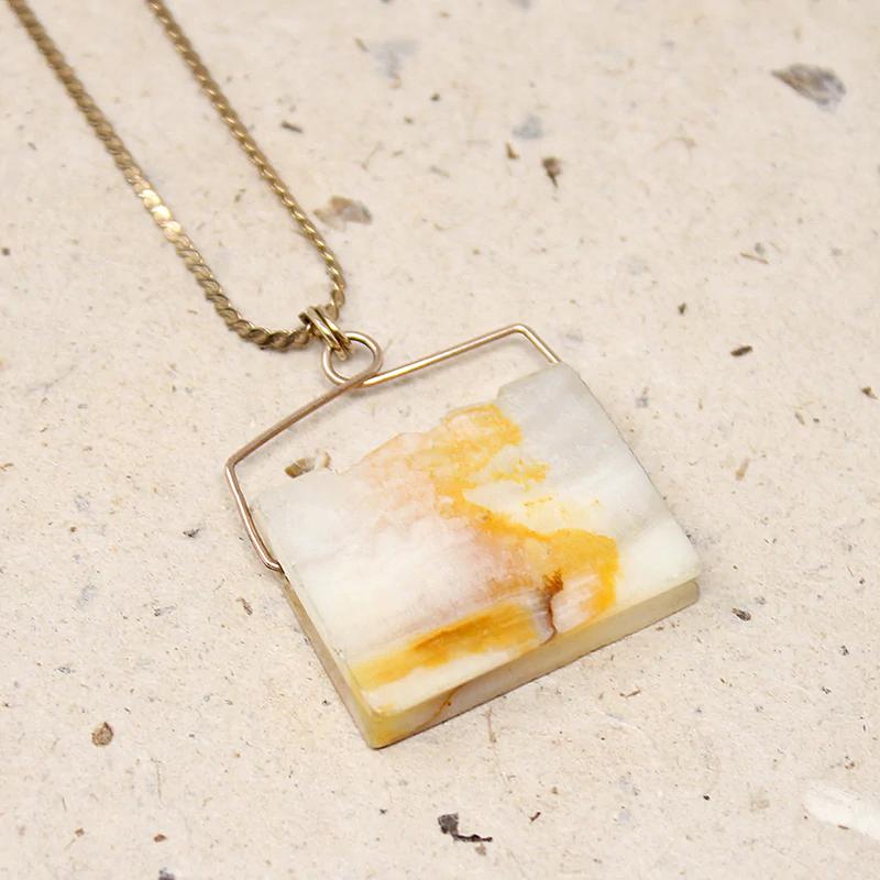 Antique Carved Agate Book Pendant