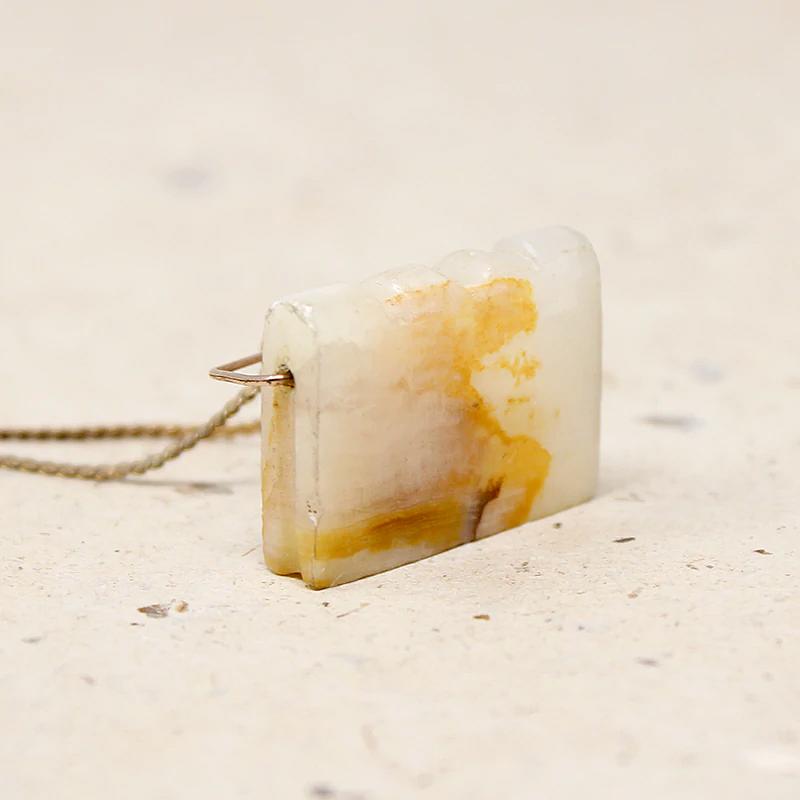 Antique Carved Agate Book Pendant