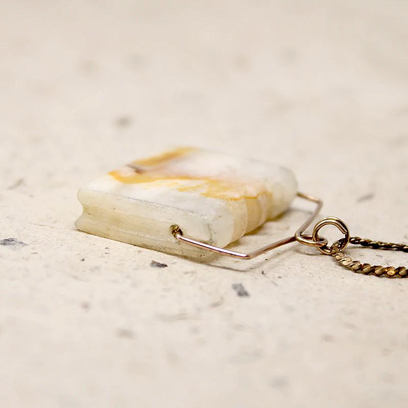 Antique Carved Agate Book Pendant