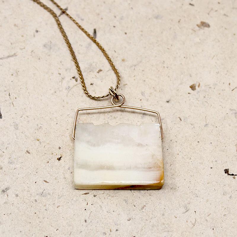 Antique Carved Agate Book Pendant