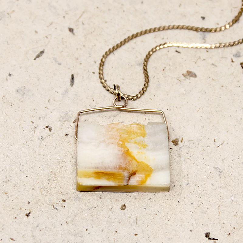Antique Carved Agate Book Pendant