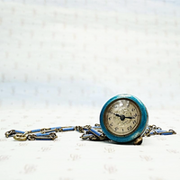 Stunning Enameled 1920s Pendant Watch and Chain. Second watch face view.