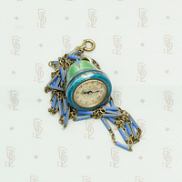 Stunning Enameled 1920s Pendant Watch and Chain. Coiled view.