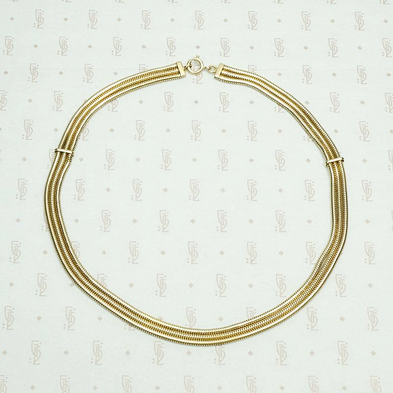 Sleek Retro Three Strand Gas Pipe Chain Necklace
