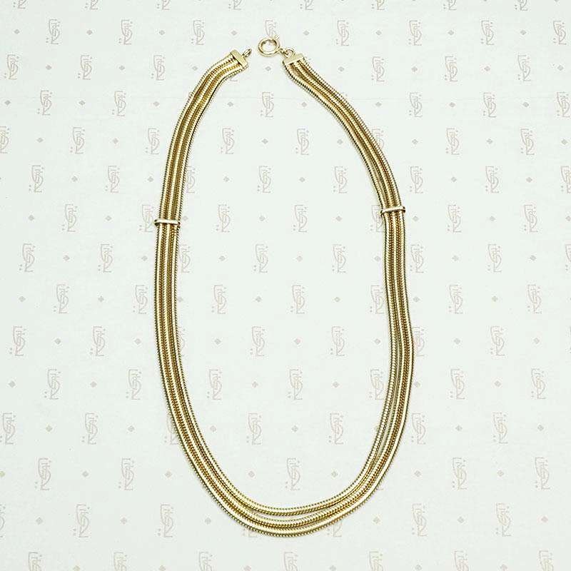 Sleek Retro Three Strand Gas Pipe Chain Necklace