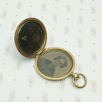 Civil War Era Pocket Watch-Style Locket with Tintype Photos, tintype view