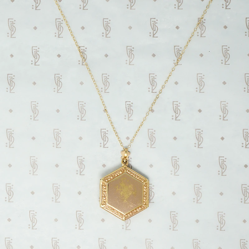 Vintage Octagonal Locket with Rose