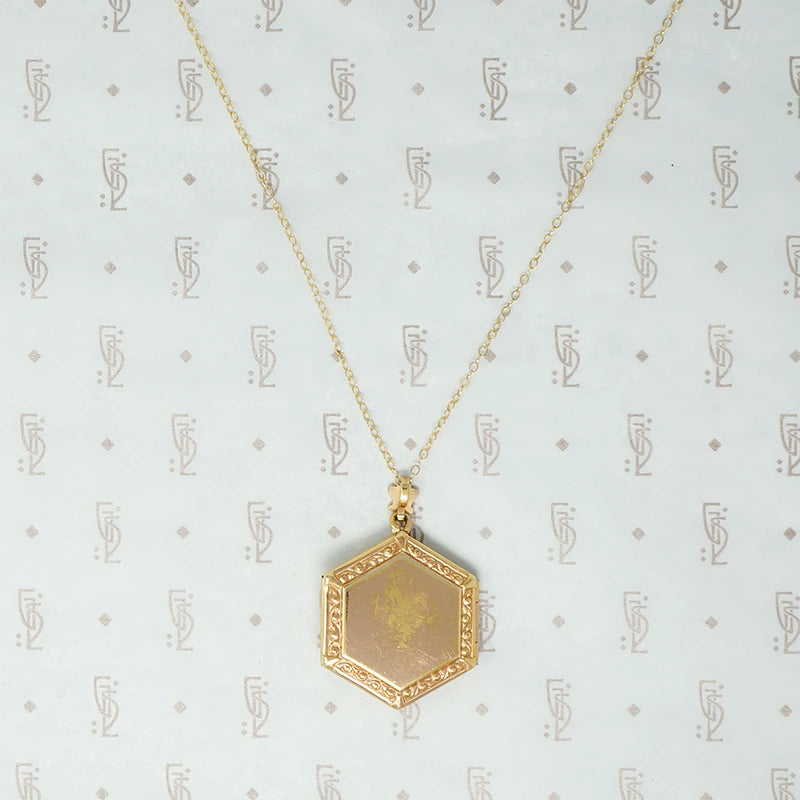 Vintage Octagonal Locket with Rose