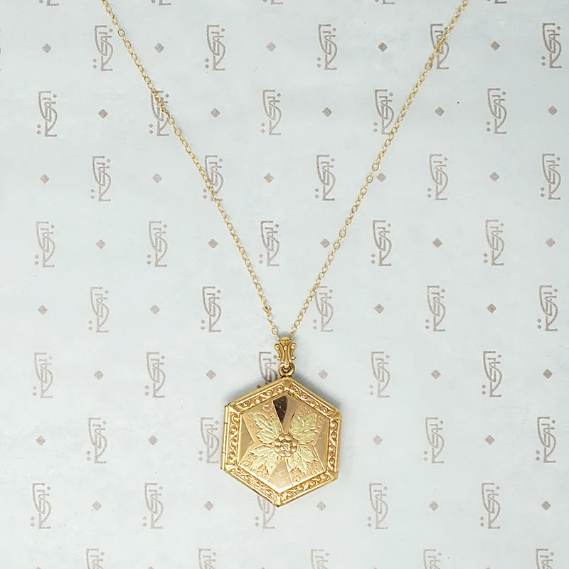 Vintage Octagonal Locket with Rose