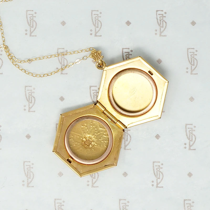 Vintage Octagonal Locket with Rose