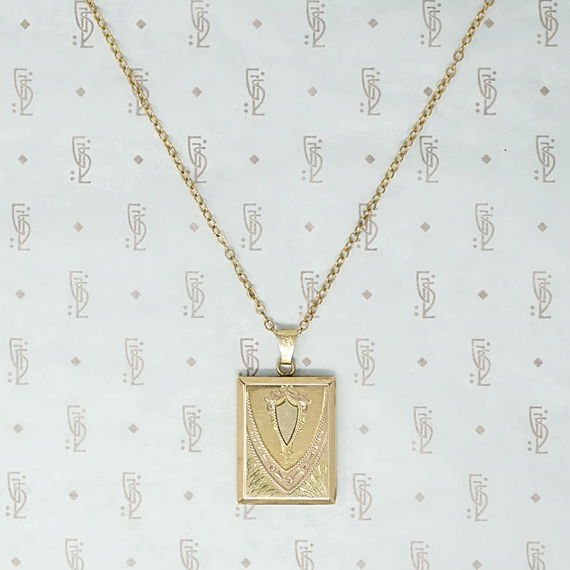 Two Tone Engraved Art Deco Locket