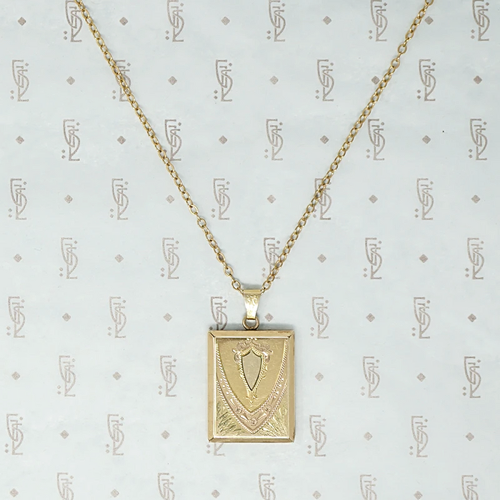 Two Tone Engraved Art Deco Locket