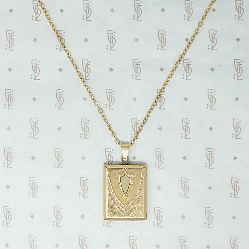 Two Tone Engraved Art Deco Locket