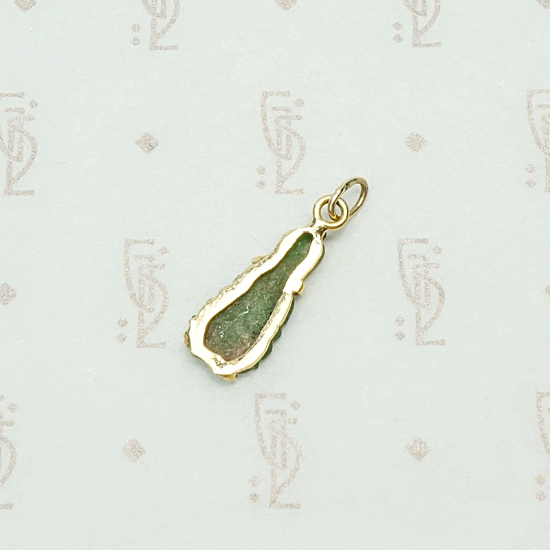 Vivid Green Jade Buddha Charm in 18k Gold