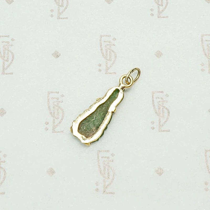 Vivid Green Jade Buddha Charm in 18k Gold