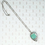 1920s Amazonite and Marcasite in Sterling Pendant