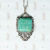 1920s Amazonite and Marcasite in Sterling Pendant