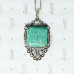 1920s Amazonite and Marcasite in Sterling Pendant