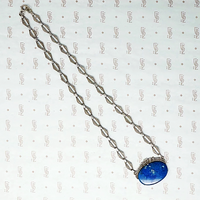 Art Deco Lapis Necklace in Silver and Marcasite