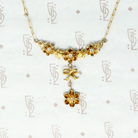 Flowers and Bow Diamonds and Pearl Necklace