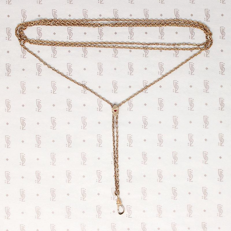 Garnet & Pearl Victorian Slide Chain Necklace