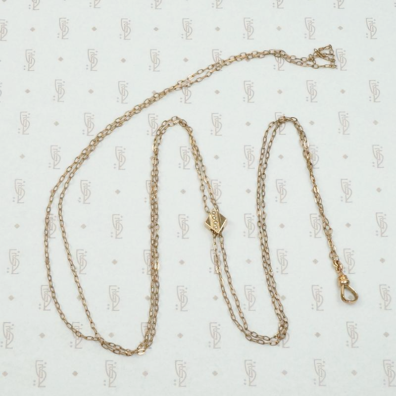 Long Victorian Slide Chain with Tiny Pearls