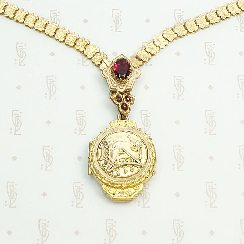 Victorian Book Chain with Aesthetic Movement Locket