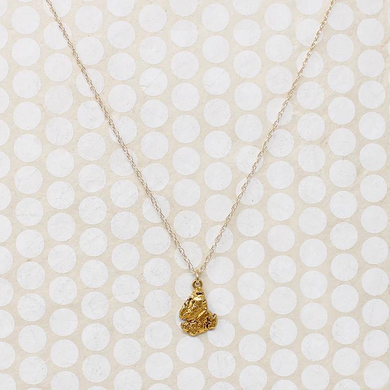 Luxe Solid Gold Nugget Necklace