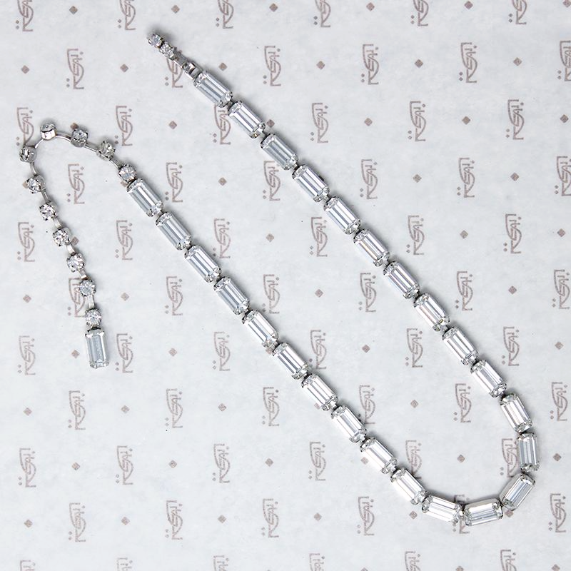 Elegant Emerald Cut Rhinestone Choker