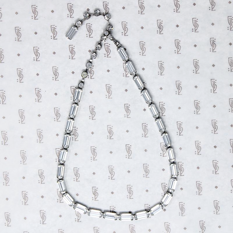 Elegant Emerald Cut Rhinestone Choker
