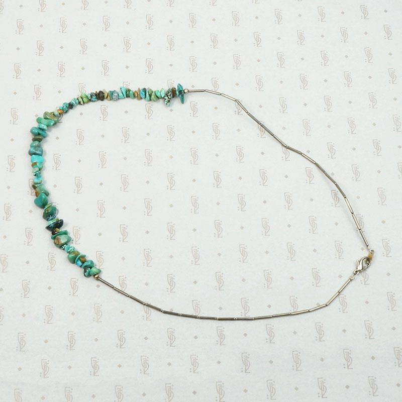 Pretty Vintage Turquoise & Silver Tube Bead Necklace