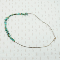 Pretty Vintage Turquoise & Silver Tube Bead Necklace