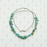 Pretty Vintage Turquoise & Silver Tube Bead Necklace