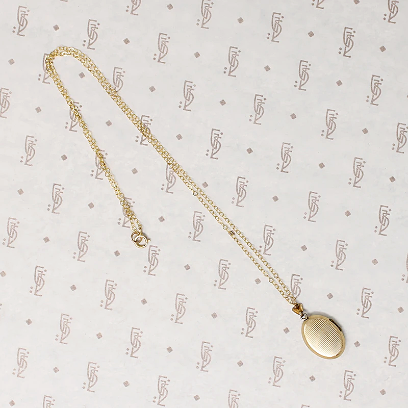 Oval Edwardian Locket with Pinstripes
