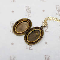 Oval Edwardian Locket with Pinstripes