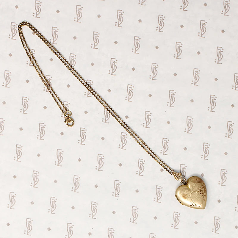 Art Deco Era Engraved Heart Locket