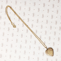 Heart Locket Engraved with Crowned Heart & Pinstripes