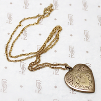 Heart Locket Engraved with Crowned Heart & Pinstripes