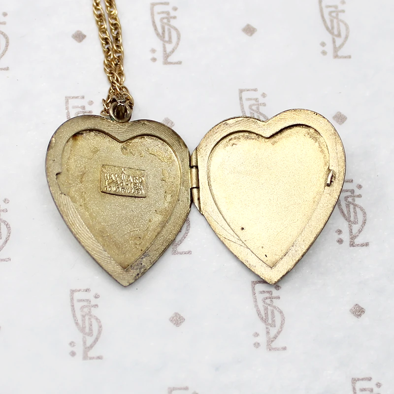 Heart Locket Engraved with Crowned Heart & Pinstripes