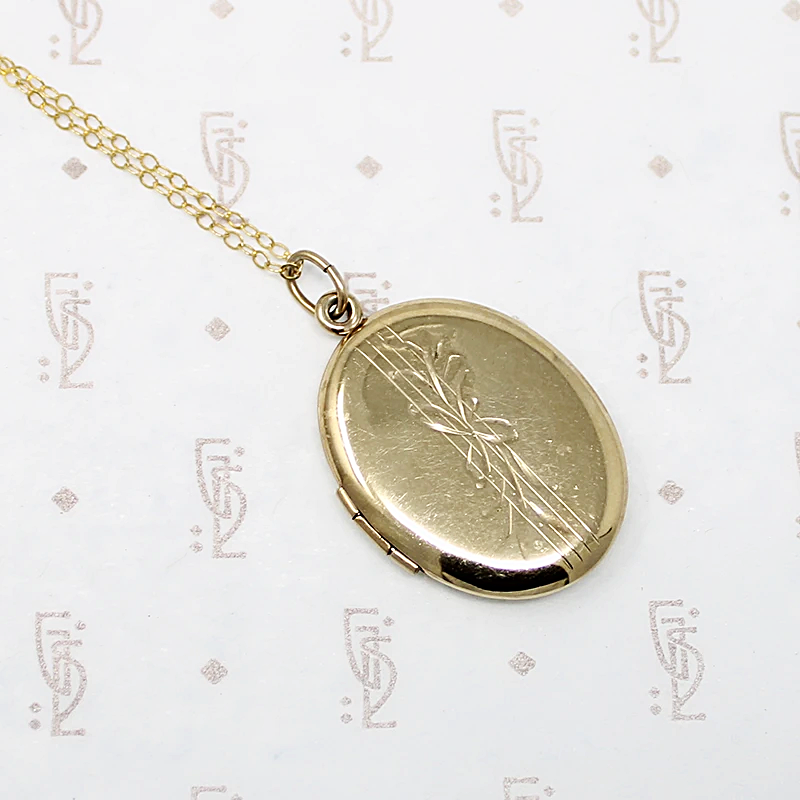 Vintage Engraved Gold Filled Oval Locket