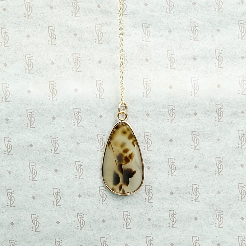 Natural Leopard Agate Bezel Set Pendant