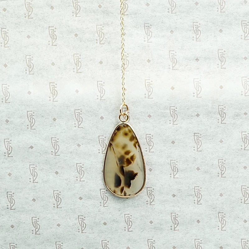 Natural Leopard Agate Bezel Set Pendant