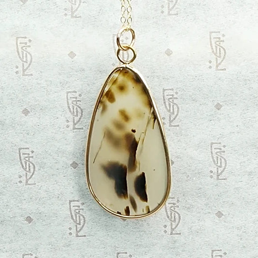 Natural Leopard Agate Bezel Set Pendant