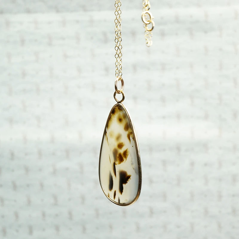 Natural Leopard Agate Bezel Set Pendant